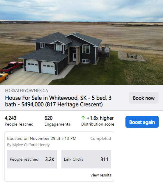 Facebook boost stats example